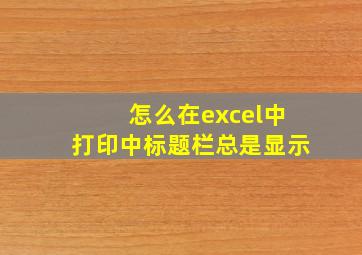 怎么在excel中打印中标题栏总是显示