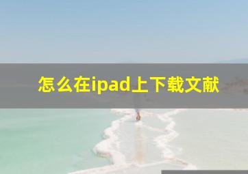 怎么在ipad上下载文献