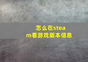 怎么在steam看游戏版本信息