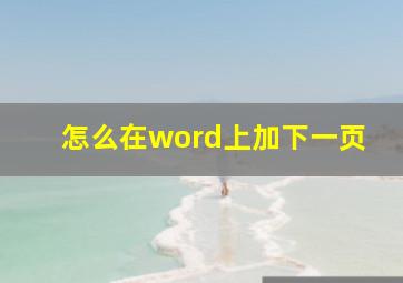 怎么在word上加下一页