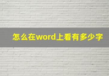 怎么在word上看有多少字