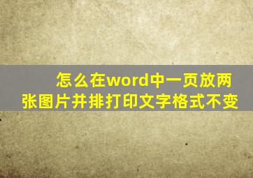 怎么在word中一页放两张图片并排打印文字格式不变