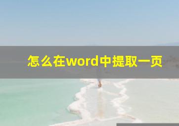 怎么在word中提取一页