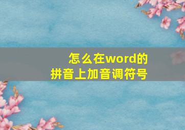 怎么在word的拼音上加音调符号