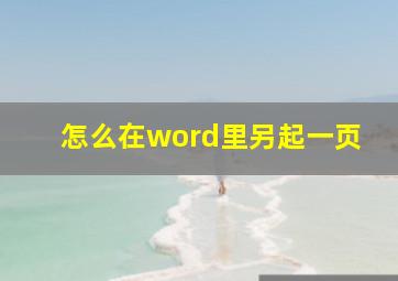 怎么在word里另起一页