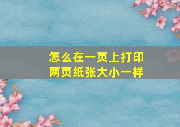 怎么在一页上打印两页纸张大小一样