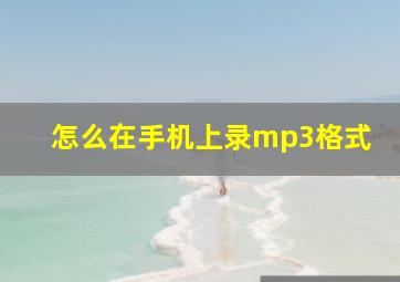 怎么在手机上录mp3格式