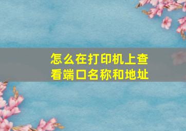 怎么在打印机上查看端口名称和地址