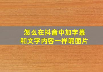 怎么在抖音中加字幕和文字内容一样呢图片