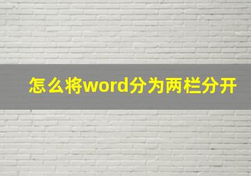 怎么将word分为两栏分开