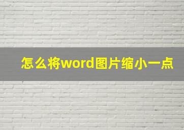 怎么将word图片缩小一点