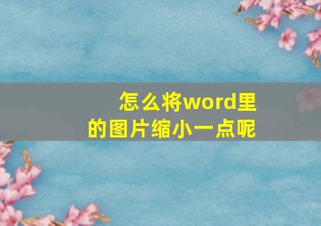 怎么将word里的图片缩小一点呢