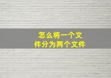 怎么将一个文件分为两个文件