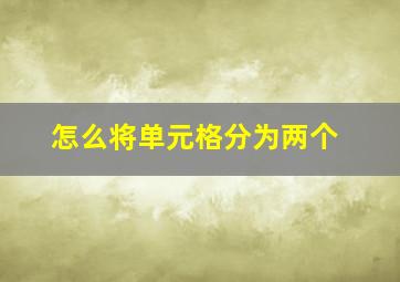 怎么将单元格分为两个