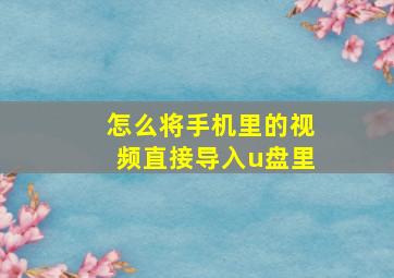 怎么将手机里的视频直接导入u盘里