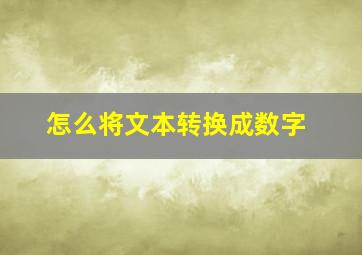 怎么将文本转换成数字