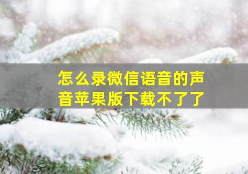 怎么录微信语音的声音苹果版下载不了了