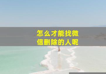 怎么才能找微信删除的人呢