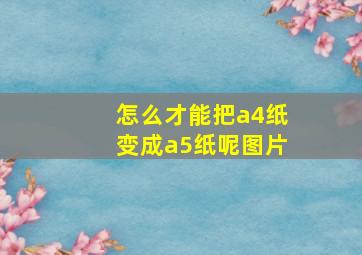 怎么才能把a4纸变成a5纸呢图片