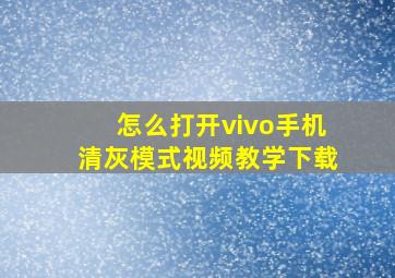 怎么打开vivo手机清灰模式视频教学下载