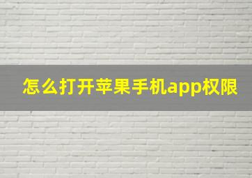 怎么打开苹果手机app权限