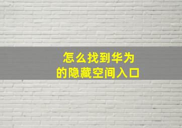 怎么找到华为的隐藏空间入口