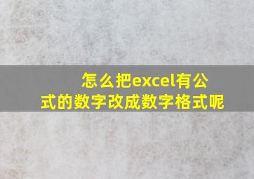 怎么把excel有公式的数字改成数字格式呢