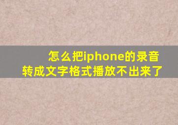 怎么把iphone的录音转成文字格式播放不出来了