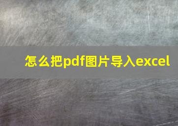 怎么把pdf图片导入excel