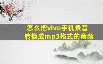 怎么把vivo手机录音转换成mp3格式的音频