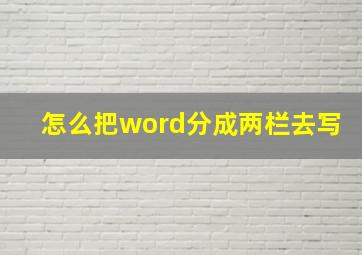 怎么把word分成两栏去写