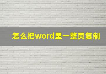 怎么把word里一整页复制