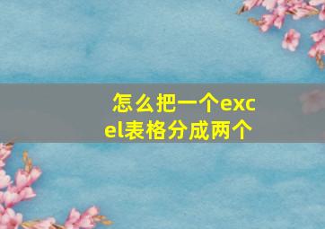 怎么把一个excel表格分成两个