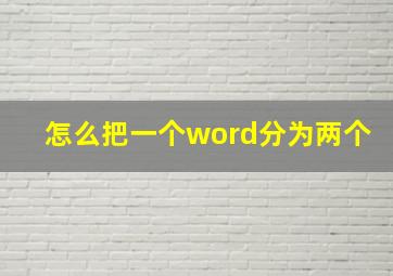 怎么把一个word分为两个