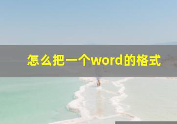 怎么把一个word的格式