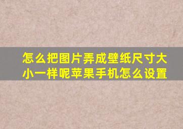 怎么把图片弄成壁纸尺寸大小一样呢苹果手机怎么设置