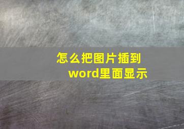 怎么把图片插到word里面显示