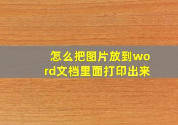 怎么把图片放到word文档里面打印出来