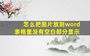 怎么把图片放到word表格里没有空白部分显示