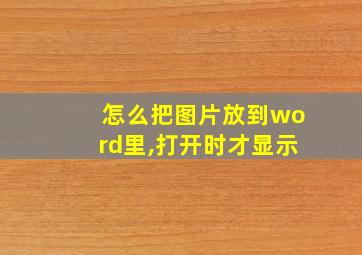 怎么把图片放到word里,打开时才显示