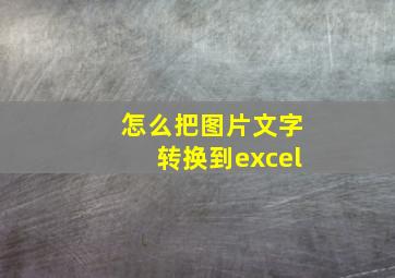 怎么把图片文字转换到excel