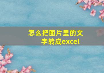 怎么把图片里的文字转成excel