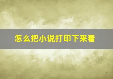 怎么把小说打印下来看