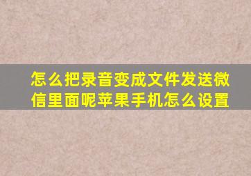 怎么把录音变成文件发送微信里面呢苹果手机怎么设置