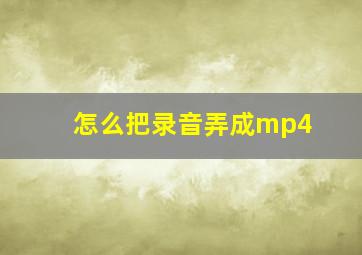 怎么把录音弄成mp4