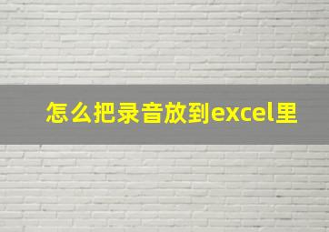 怎么把录音放到excel里