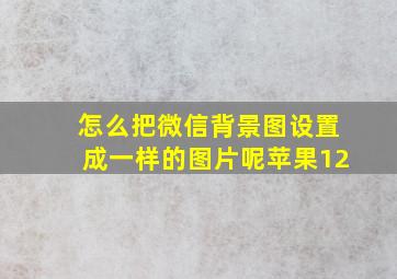 怎么把微信背景图设置成一样的图片呢苹果12