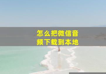 怎么把微信音频下载到本地