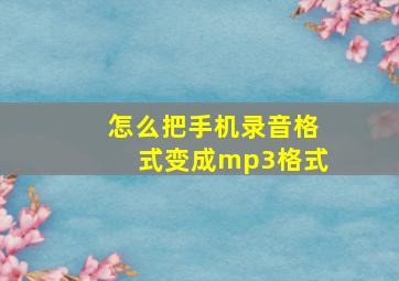 怎么把手机录音格式变成mp3格式