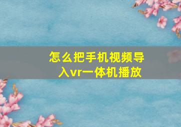 怎么把手机视频导入vr一体机播放